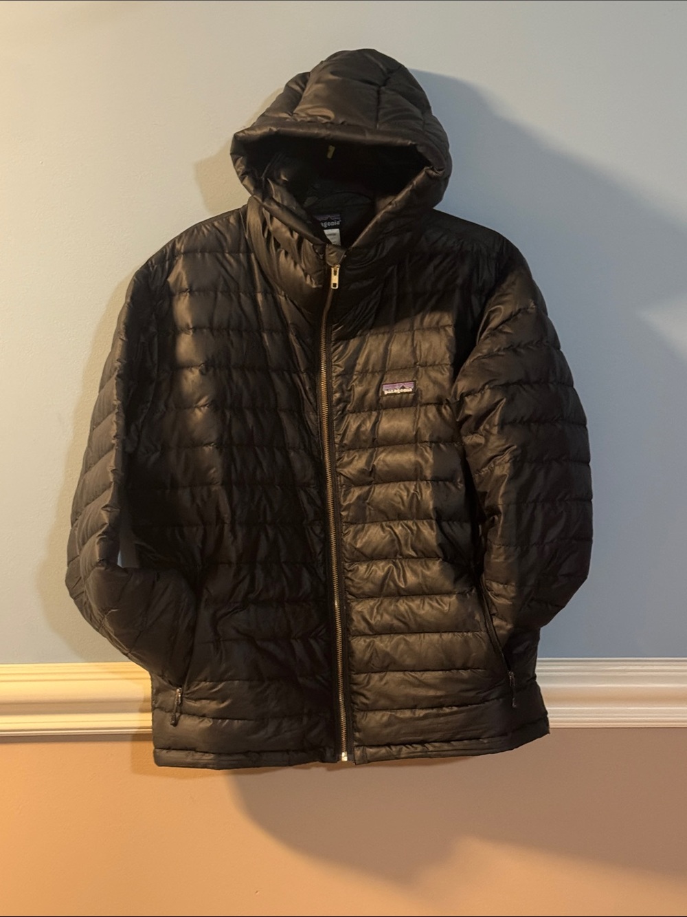 Men’s Patagonia Black Hooded Down Sweater Lightweight Puffer Jacket